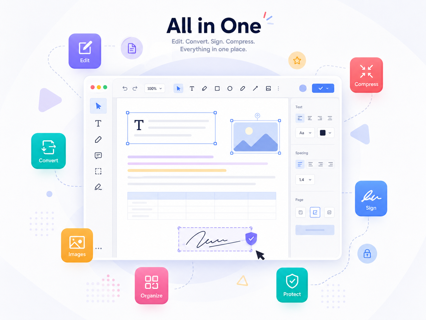 OneDay Tools All in One 문서 작업 화면